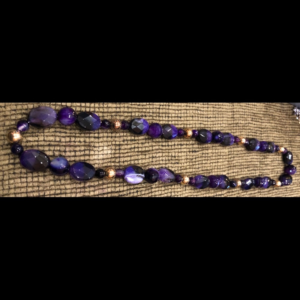 Purple beaded necklace (#205)